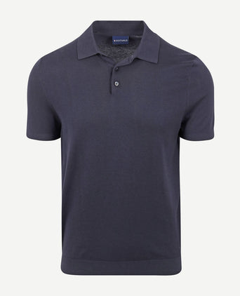 Knitted polo donkerblauw