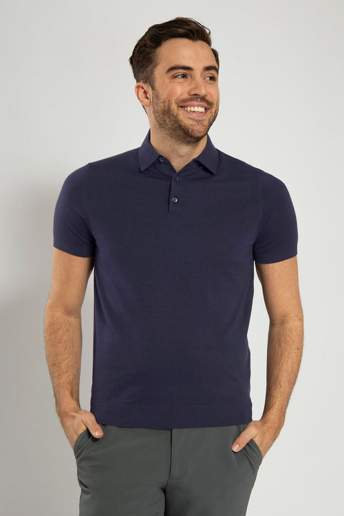 Suitable knitted polo donkerblauw