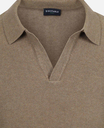 Knitted polo riva harring taupe