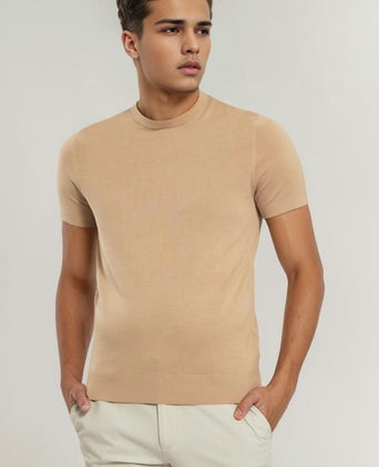 Suitable knitted t-shirt beige