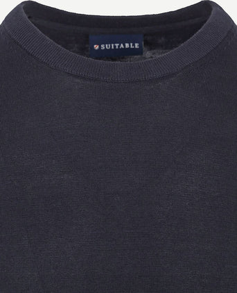 Suitable knitted t-shirt donkerblauw
