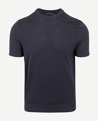 Knitted t-shirt donkerblauw
