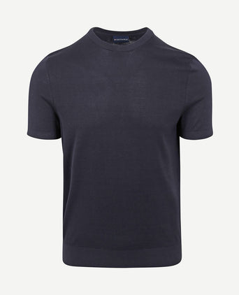 Knitted t-shirt donkerblauw