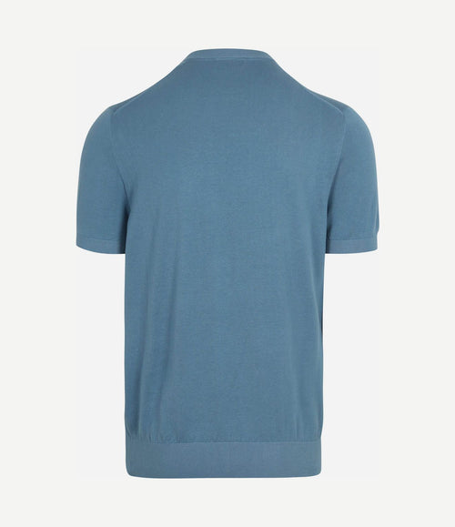 Knitted t-shirt pocket compact blauw