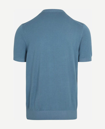 Knitted t-shirt pocket compact blauw