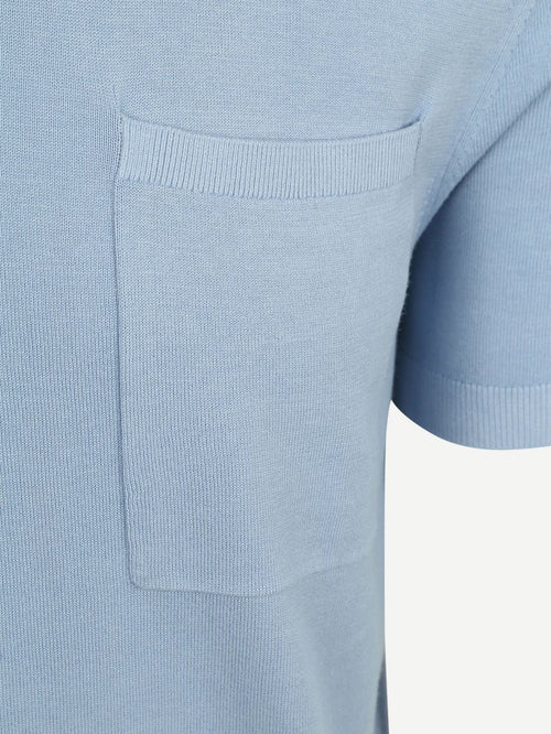 Knitted t-shirt pocket compact lichtblauw
