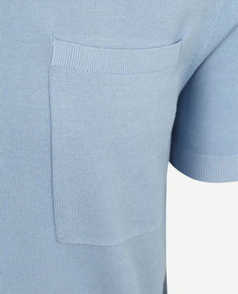 Knitted t-shirt pocket compact lichtblauw
