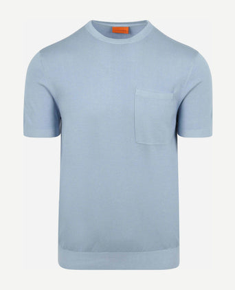 Knitted t-shirt pocket compact lichtblauw
