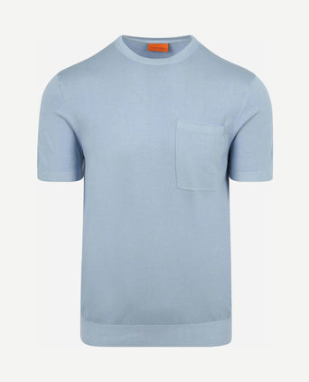 Knitted t-shirt pocket compact lichtblauw