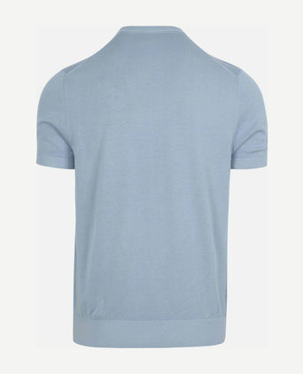 Knitted t-shirt pocket compact lichtblauw