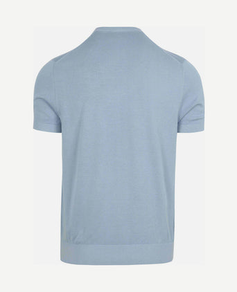 Knitted t-shirt pocket compact lichtblauw