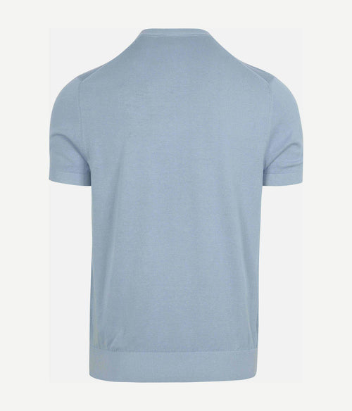 Knitted t-shirt pocket compact lichtblauw