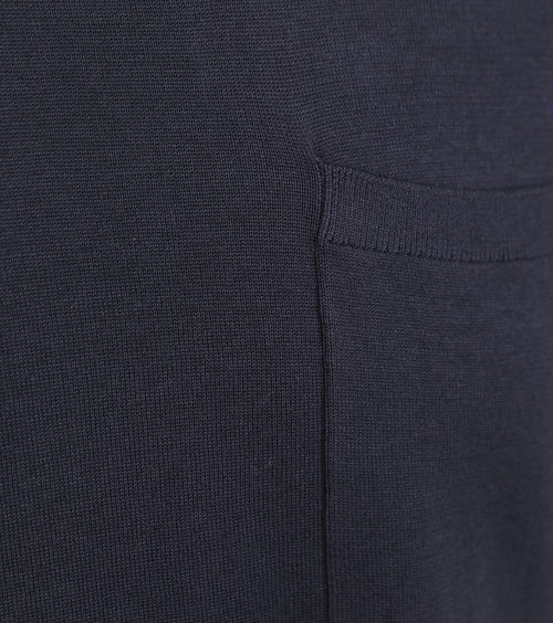 Knitted t-shirt pocket compact donkerblauw