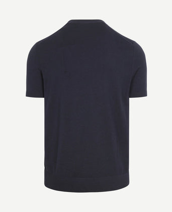 Knitted t-shirt pocket compact donkerblauw