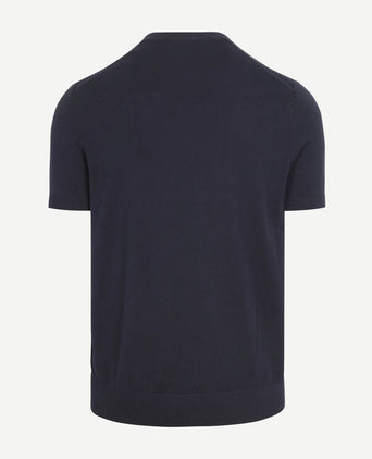 Knitted t-shirt pocket compact donkerblauw