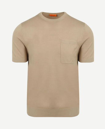 Knitted t-shirt pocket compact taupe