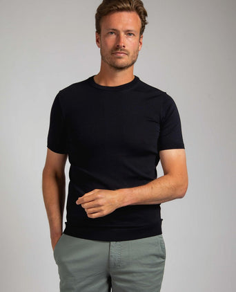 Suitable knitted t-shirt wap donkerblauw