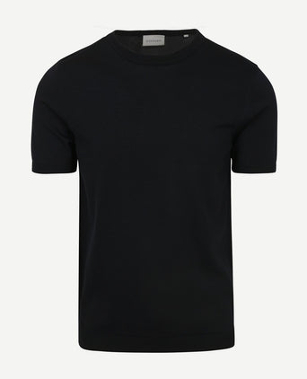 Knitted t-shirt wap donkerblauw