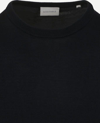Suitable knitted t-shirt wap donkerblauw