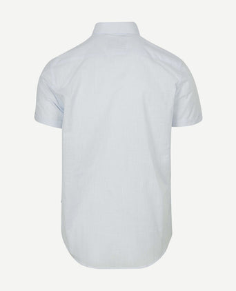 Suitable korte mouwen overhemd cotton slub lichtblauw | Slim-fit