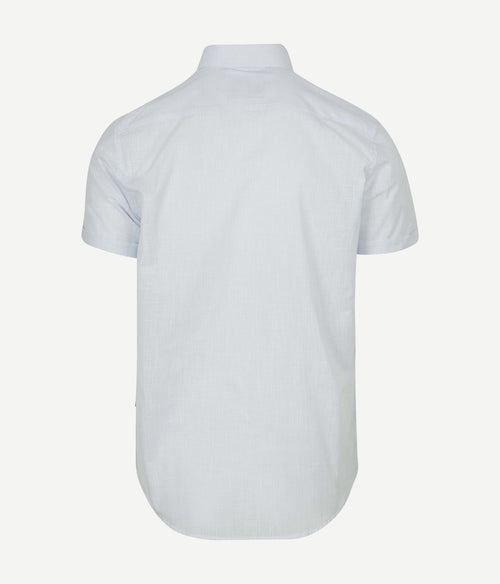 Suitable korte mouwen overhemd cotton slub lichtblauw | Slim-fit