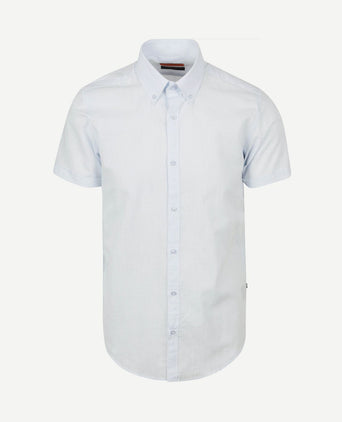 Korte mouwen overhemd cotton slub lichtblauw