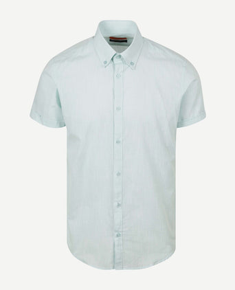 Suitable korte mouwen overhemd cotton slub lichtgroen | Slim-fit