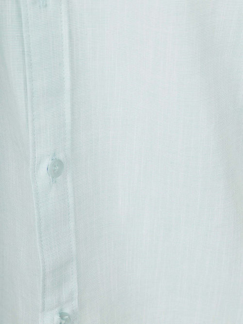 Suitable korte mouwen overhemd cotton slub lichtgroen | Slim-fit