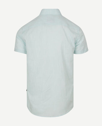 Suitable korte mouwen overhemd cotton slub lichtgroen | Slim-fit