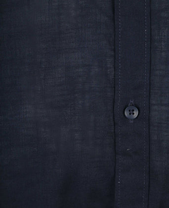 Suitable korte mouwen overhemd cotton slub donkerblauw | Slim-fit