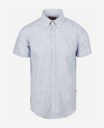 Suitable korte mouwen overhemd cotton slub streep blauw | Slim-fit