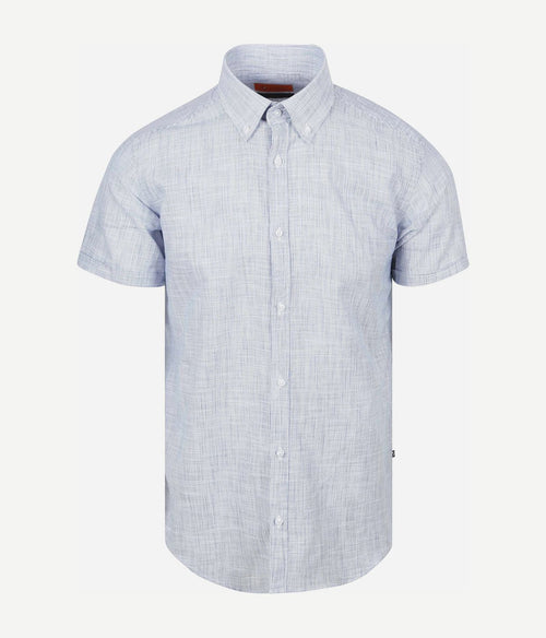 Korte mouwen overhemd cotton slub streep blauw