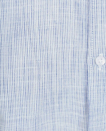 Suitable korte mouwen overhemd cotton slub streep blauw | Slim-fit