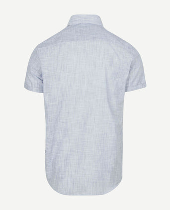 Suitable korte mouwen overhemd cotton slub streep blauw | Slim-fit