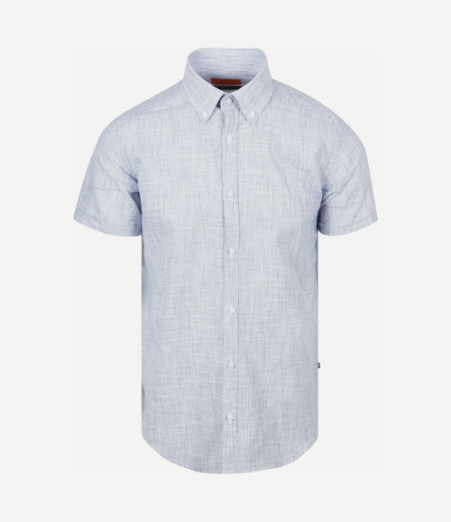 Korte mouwen overhemd cotton slub streep blauw