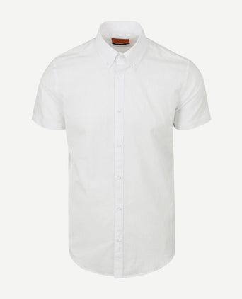 Korte mouwen overhemd cotton slub wit