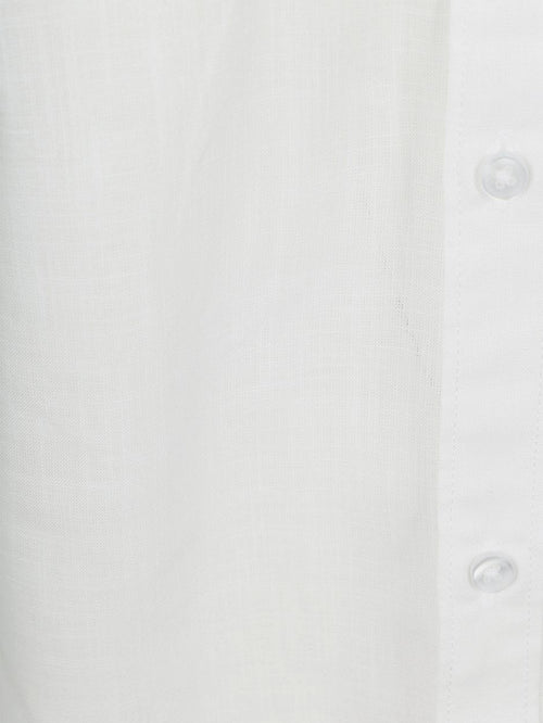 Suitable korte mouwen overhemd cotton slub wit | Slim-fit