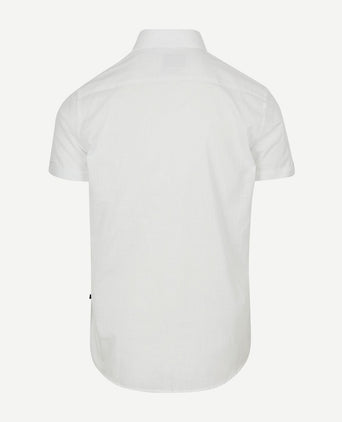 Suitable korte mouwen overhemd cotton slub wit | Slim-fit