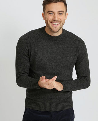 Suitable lamswol trui ronde hals antraciet | Regular-fit