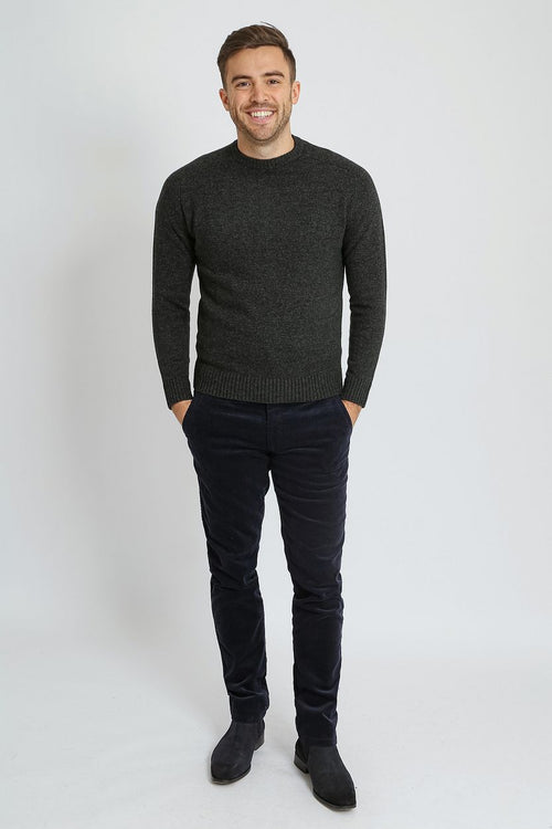 Suitable lamswol trui ronde hals antraciet | Regular-fit