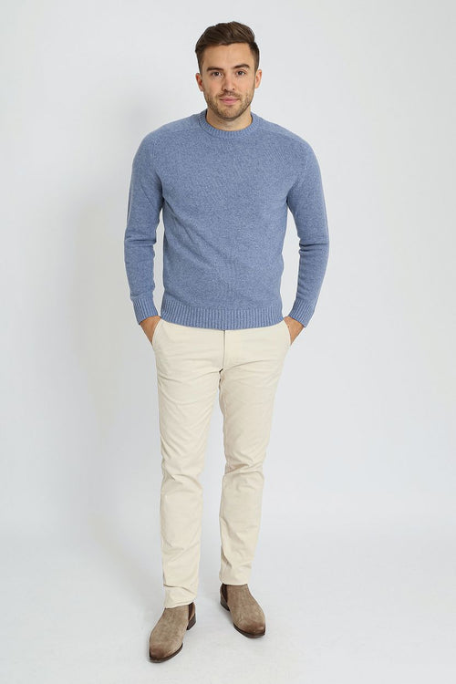 Suitable lamswol trui ronde hals lichtblauw | Regular-fit