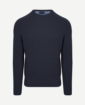 Lamswol trui ronde hals donkerblauw