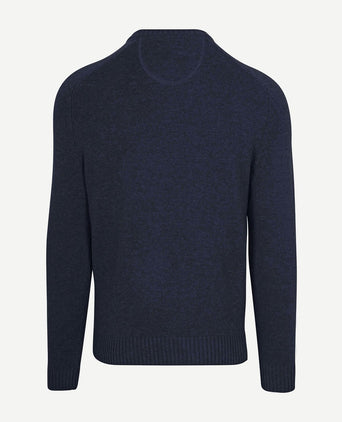 Lamswol trui ronde hals donkerblauw