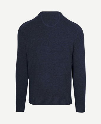 Lamswol trui ronde hals donkerblauw
