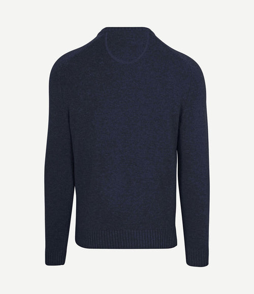 Lamswol trui ronde hals donkerblauw