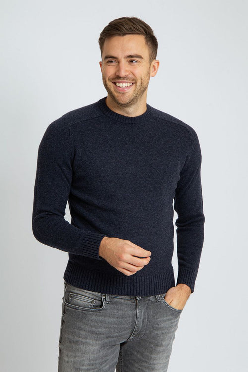 Suitable lamswol trui ronde hals donkerblauw | Regular-fit
