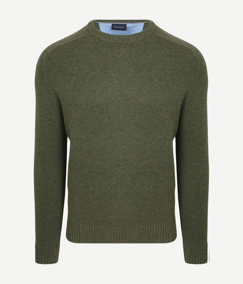 Suitable lamswol trui ronde hals olijfgroen | Regular-fit
