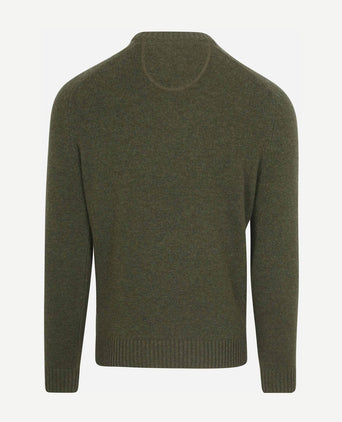 Suitable lamswol trui ronde hals olijfgroen | Regular-fit