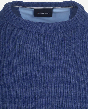 Suitable lamswol trui ronde hals royal blauw | Regular-fit