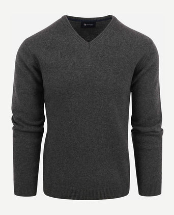 Suitable lamswol trui v-hals antraciet | Regular-fit
